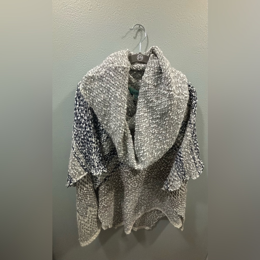 Karlie O/S cowl neck open knit sweater poncho EUC
